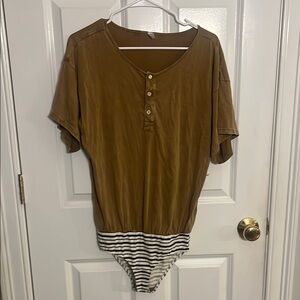 Free people intimately Button-Up Bodysuit with Striped Bottom